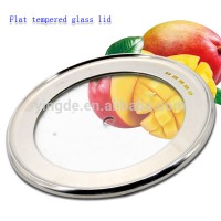 Flat metal food cover pan lid with tempered glass insert (PYFG)