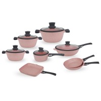 2020 marble silicone cookware set with remove handle